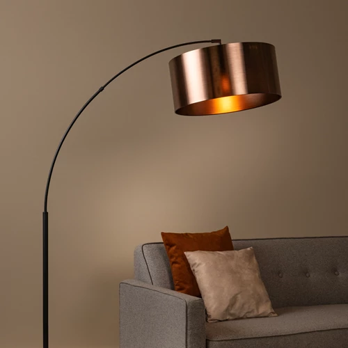 Lucide RANKOS - Lampadaire arceau - 1xE27 - Noir - ambiance 1